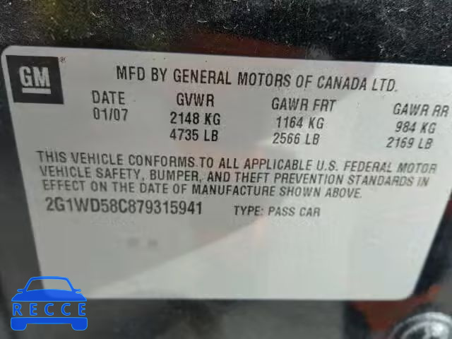 2007 CHEVROLET IMPALA SUP 2G1WD58C879315941 image 9