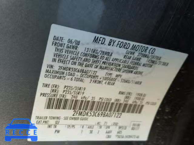 2009 FORD FLEX LIMIT 2FMDK53C69BA07122 image 9