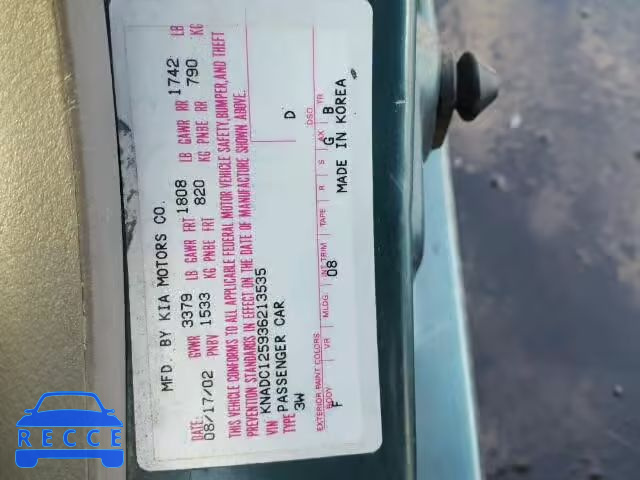 2003 KIA RIO KNADC125936213535 зображення 9