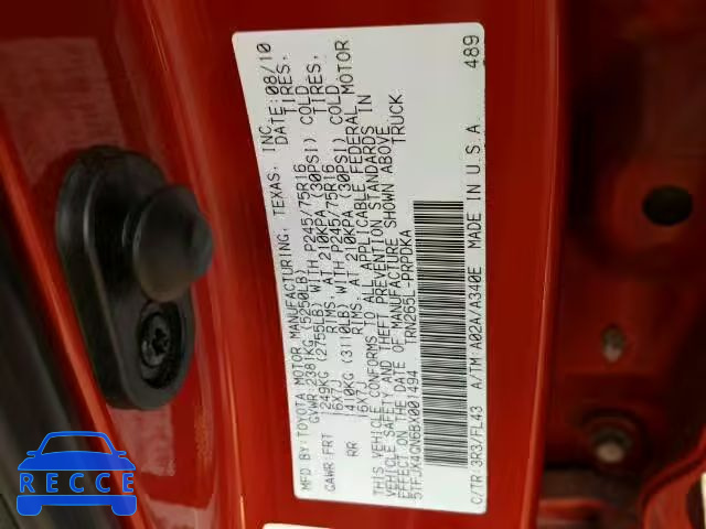 2011 TOYOTA TACOMA DOU 5TFJX4GN6BX001494 image 9