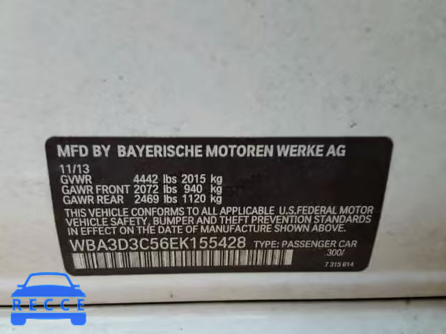 2014 BMW 328D WBA3D3C56EK155428 зображення 9