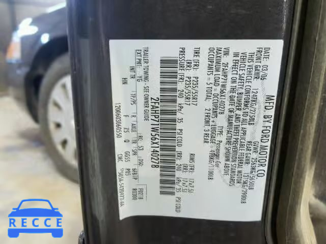 2006 FORD CROWN VIC 2FAHP71W56X140278 image 9