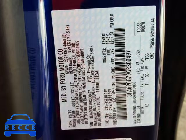 2016 FORD FUSION S 3FA6P0G79GR300497 image 9