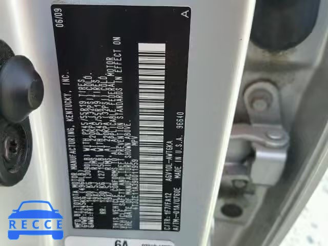2009 TOYOTA VENZA 4T3ZE11A39U011959 image 9