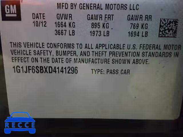 2013 CHEVROLET SONIC LTZ 1G1JF6SBXD4141296 image 9