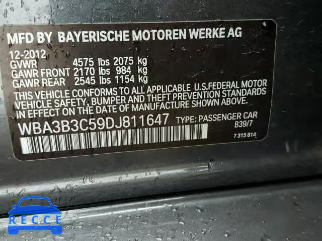 2013 BMW 328XI WBA3B3C59DJ811647 Bild 9