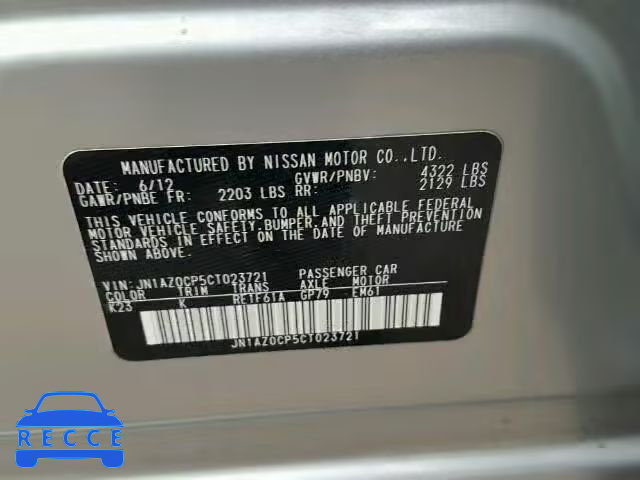 2012 NISSAN LEAF SV/SL JN1AZ0CP5CT023721 зображення 9