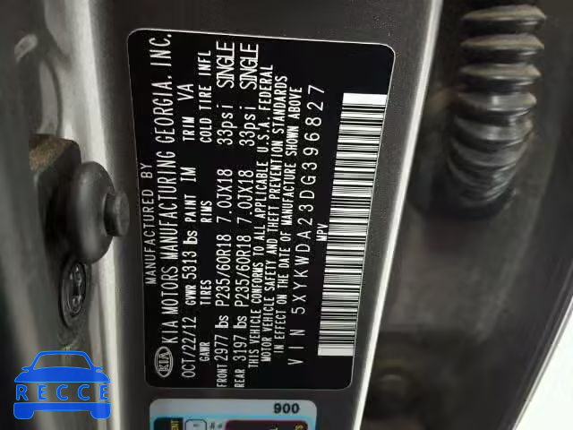 2013 KIA SORENTO SX 5XYKWDA23DG396827 image 9