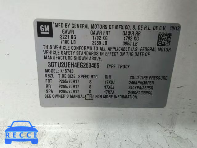 2014 GMC SIERRA K15 3GTU2UEH4EG263466 image 9
