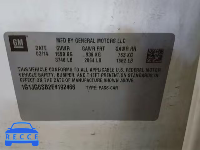 2014 CHEVROLET SONIC RS 1G1JG6SB2E4192466 image 9