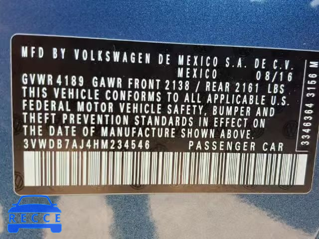 2017 VOLKSWAGEN JETTA SE 3VWDB7AJ4HM234546 image 9