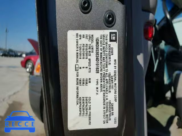 2004 PONTIAC MONTANA 1GMDX03E24D191628 image 9