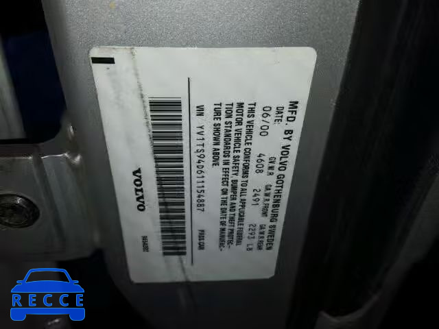 2001 VOLVO S80 YV1TS94D611154887 image 9