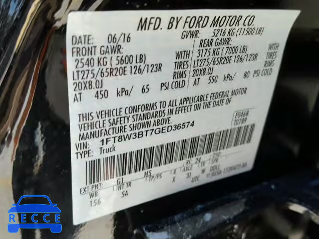 2016 FORD F350 SUPER 1FT8W3BT7GED36574 image 9