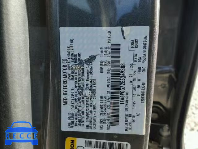 2014 FORD FUSION S 1FA6P0G72E5359388 зображення 9