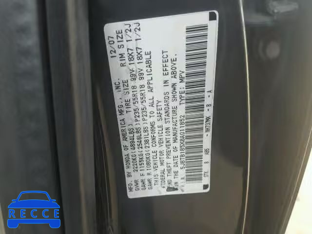 2008 ACURA RDX TECHNO 5J8TB185X8A011852 Bild 9