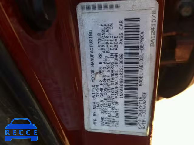 1994 TOYOTA COROLLA LE 1NXAE09B1RZ213096 Bild 9