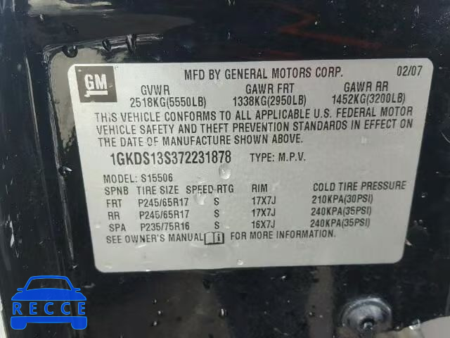 2007 GMC ENVOY 1GKDS13S372231878 image 9