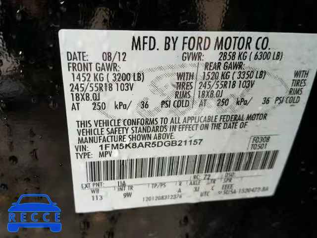 2013 FORD EXPLORER P 1FM5K8AR5DGB21157 image 9