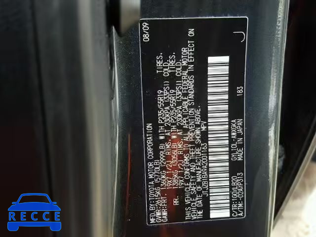 2010 LEXUS RX 450H JTJZB1BA9A2001163 image 9