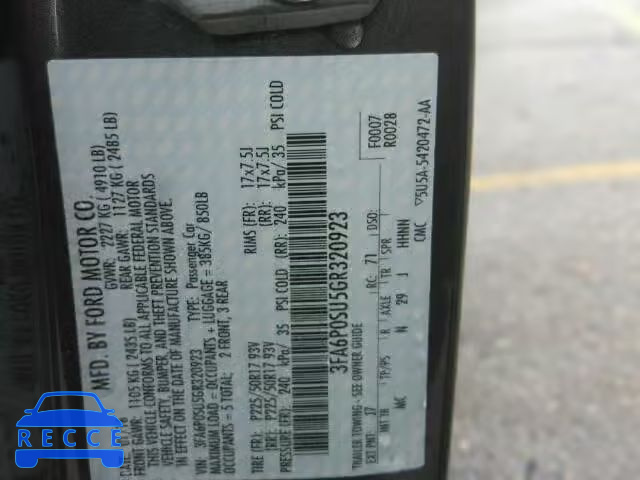 2016 FORD FUSION TIT 3FA6P0SU5GR320923 image 9