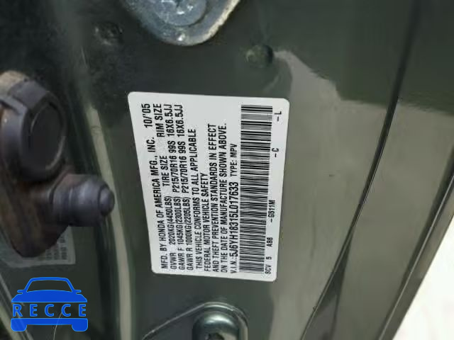 2005 HONDA ELEMENT LX 5J6YH18315L017633 image 9