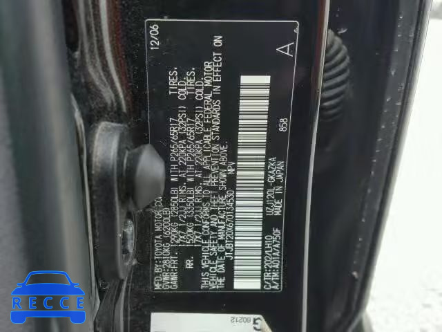 2007 LEXUS GX 470 JTJBT20X670134530 зображення 9