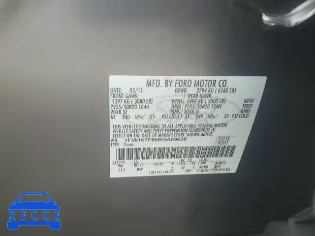 2011 FORD EXPLORER L 1FMHK7F86BGA69638 image 9
