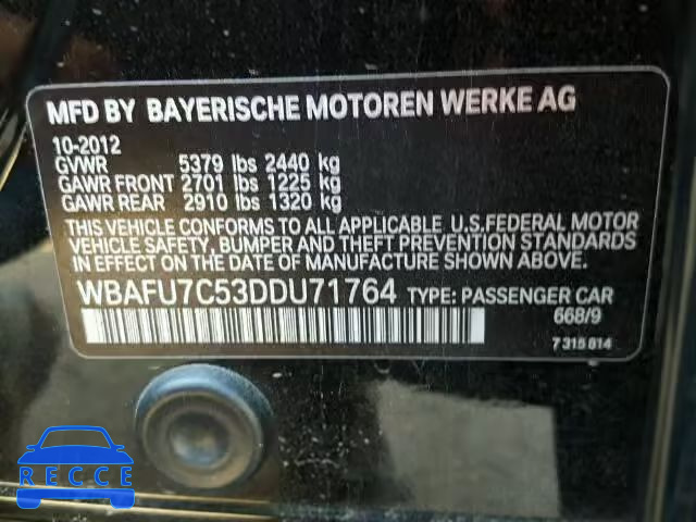 2013 BMW 535XI WBAFU7C53DDU71764 Bild 9