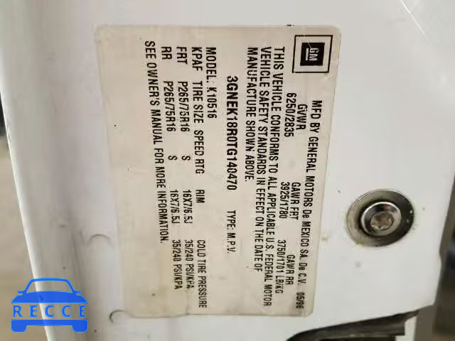 1996 CHEVROLET TAHOE K150 3GNEK18R0TG140470 image 9