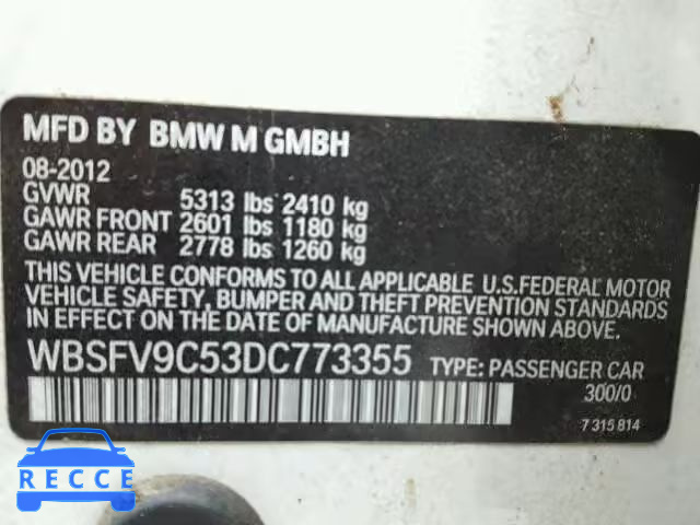 2013 BMW BMW M5 WBSFV9C53DC773355 image 9