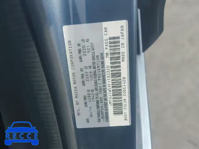 2015 MAZDA 6 GRAND TO JM1GJ1W5XF1183320 image 9