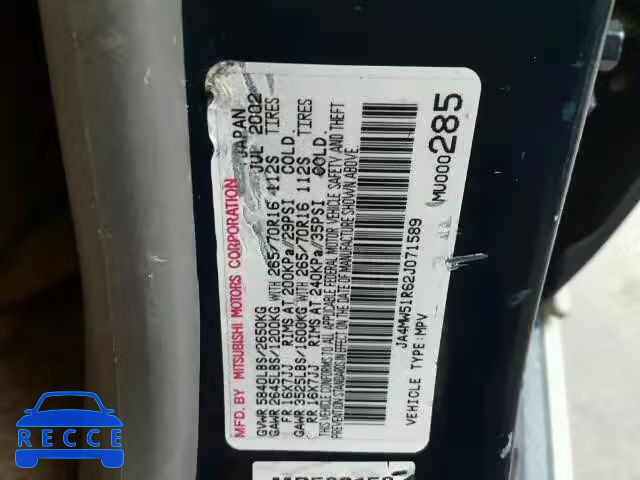 2002 MITSUBISHI MONTERO LI JA4MW51R62J071589 Bild 9