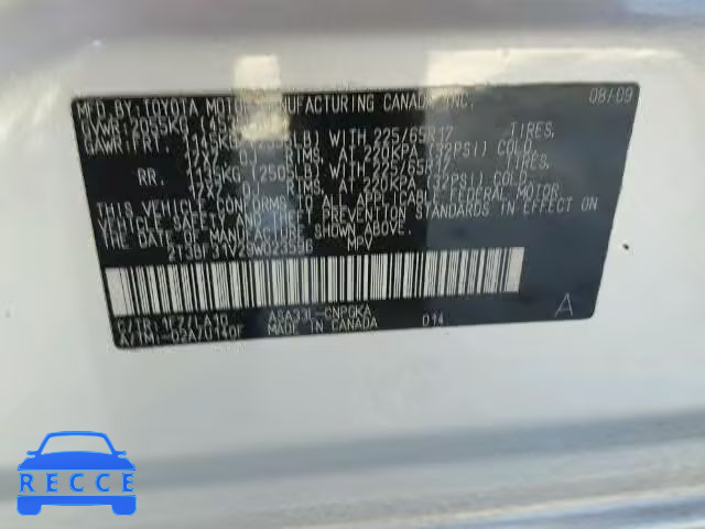 2009 TOYOTA RAV4 LTD 2T3BF31V29W023596 image 9