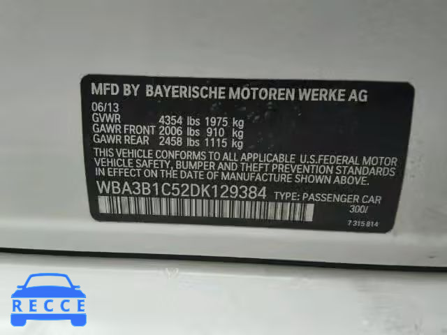 2013 BMW 320I WBA3B1C52DK129384 зображення 9