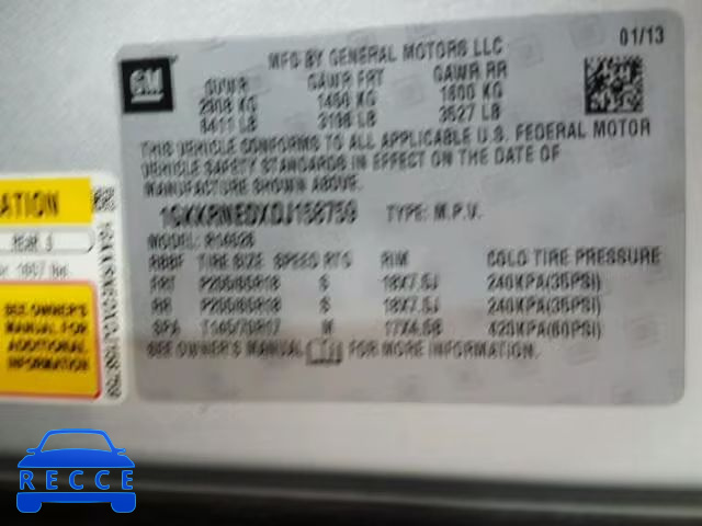 2013 GMC ACADIA SLE 1GKKRNEDXDJ158759 image 9