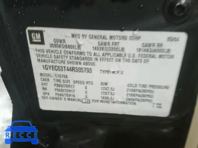 2004 CADILLAC ESCALADE L 1GYEC63T44R305793 image 9