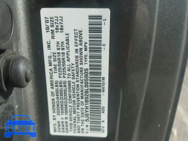 2008 HONDA ELEMENT SC 5J6YH18928L005905 Bild 9