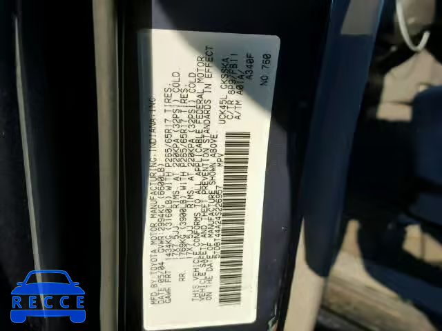 2004 TOYOTA SEQUOIA SR 5TDBT44A24S226957 зображення 9