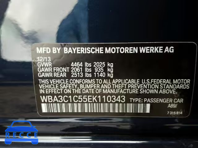 2014 BMW 328I SULEV WBA3C1C55EK110343 зображення 9