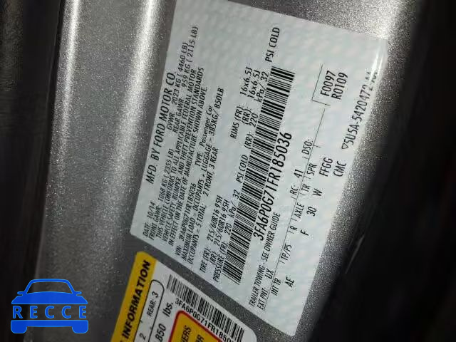 2015 FORD FUSION S 3FA6P0G71FR185036 Bild 9