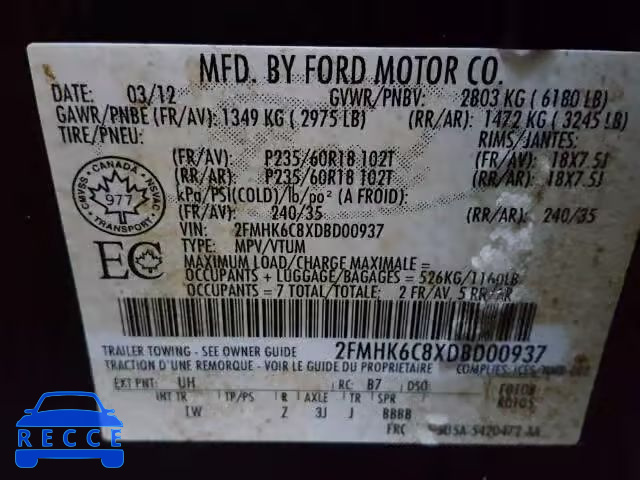 2013 FORD FLEX SEL 2FMHK6C8XDBD00937 image 9