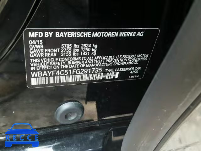 2015 BMW 740LXI WBAYF4C51FG291735 image 9