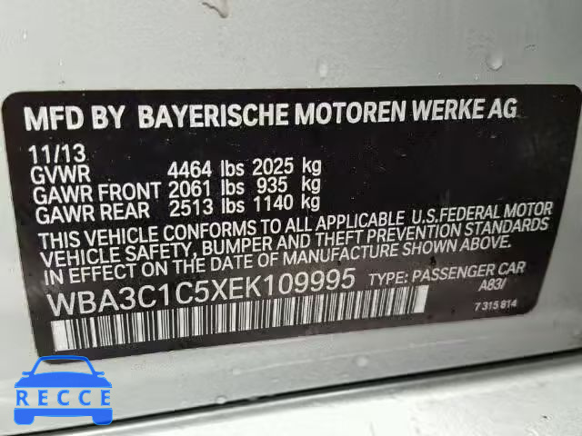 2014 BMW 328I SULEV WBA3C1C5XEK109995 зображення 9