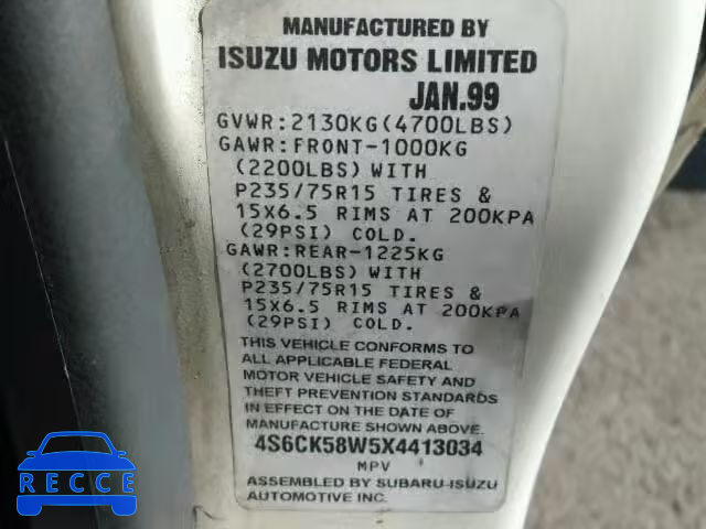 1999 HONDA PASSPORT E 4S6CK58W5X4413034 image 9