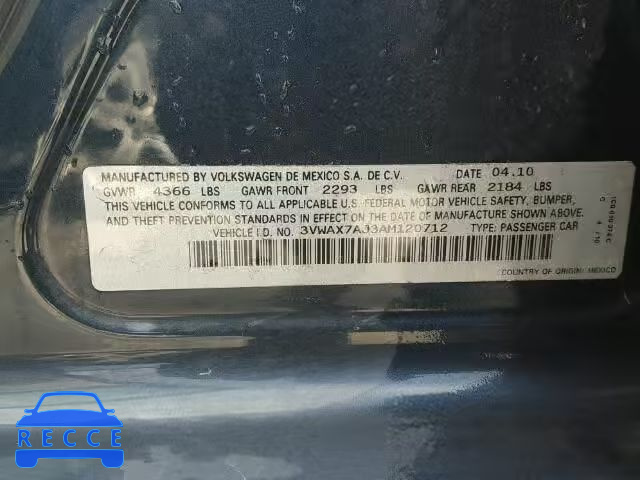2010 VOLKSWAGEN JETTA LIMI 3VWAX7AJ3AM120712 image 9