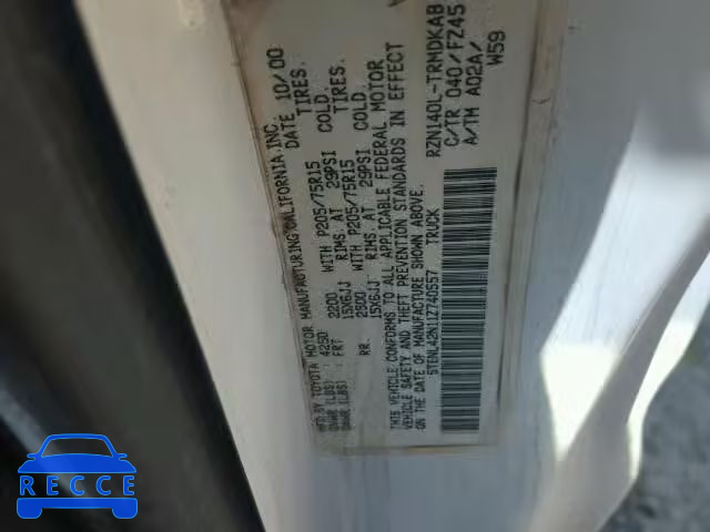 2001 TOYOTA TACOMA 5TENL42N11Z740557 image 9