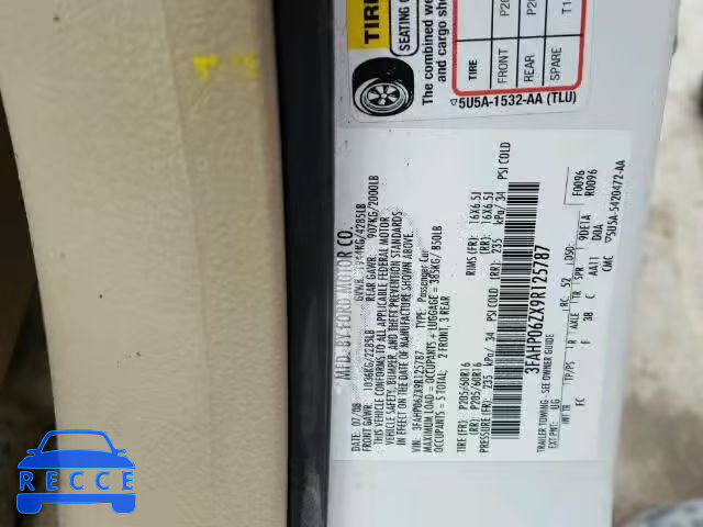 2009 FORD FUSION S 3FAHP06ZX9R125787 image 9