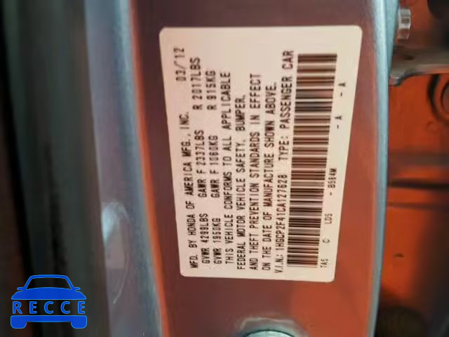 2012 HONDA ACCORD LX- 1HGCP2F41CA127628 image 9