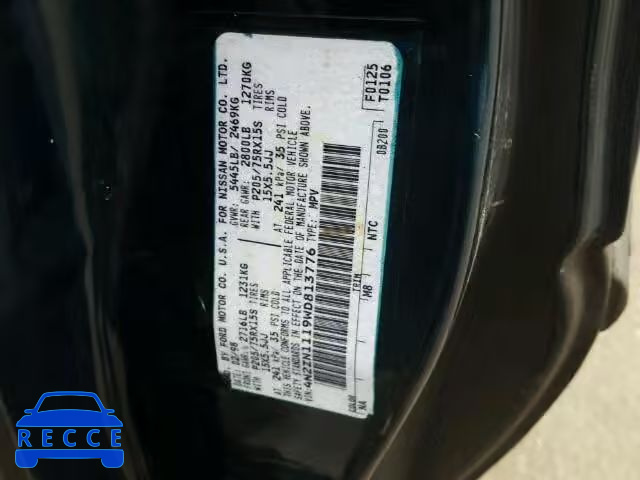1998 NISSAN QUEST XE/G 4N2ZN1119WD813776 image 9